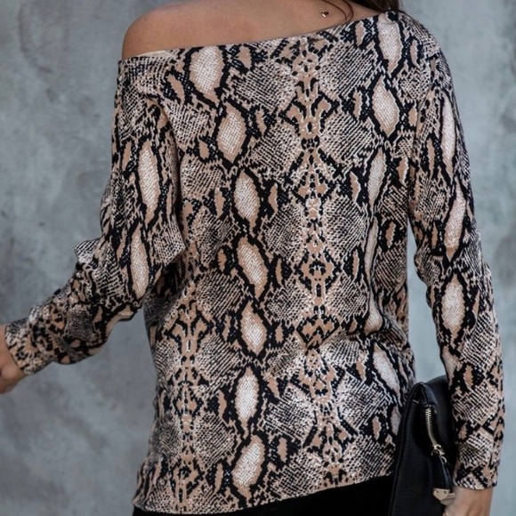 Vici Off the Shoulder Snake Print Sweater - Picture 2 of 7